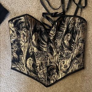 Elegant Black and Gold Corset Top